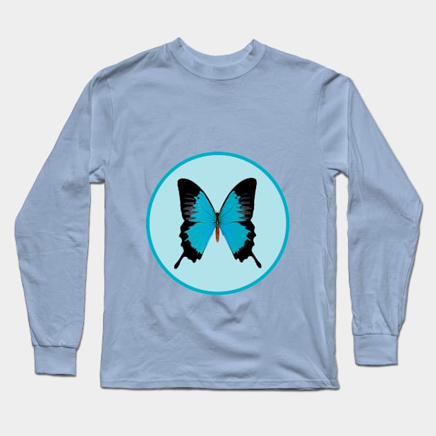 Royal Peacock Butterfly Long Sleeve T-Shirt by Design_Windmill